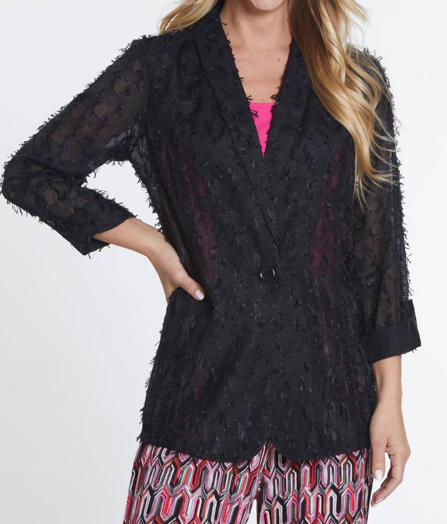Multiples - Shawl Collar Novelty Jacket - black - casual - jacket - clothing