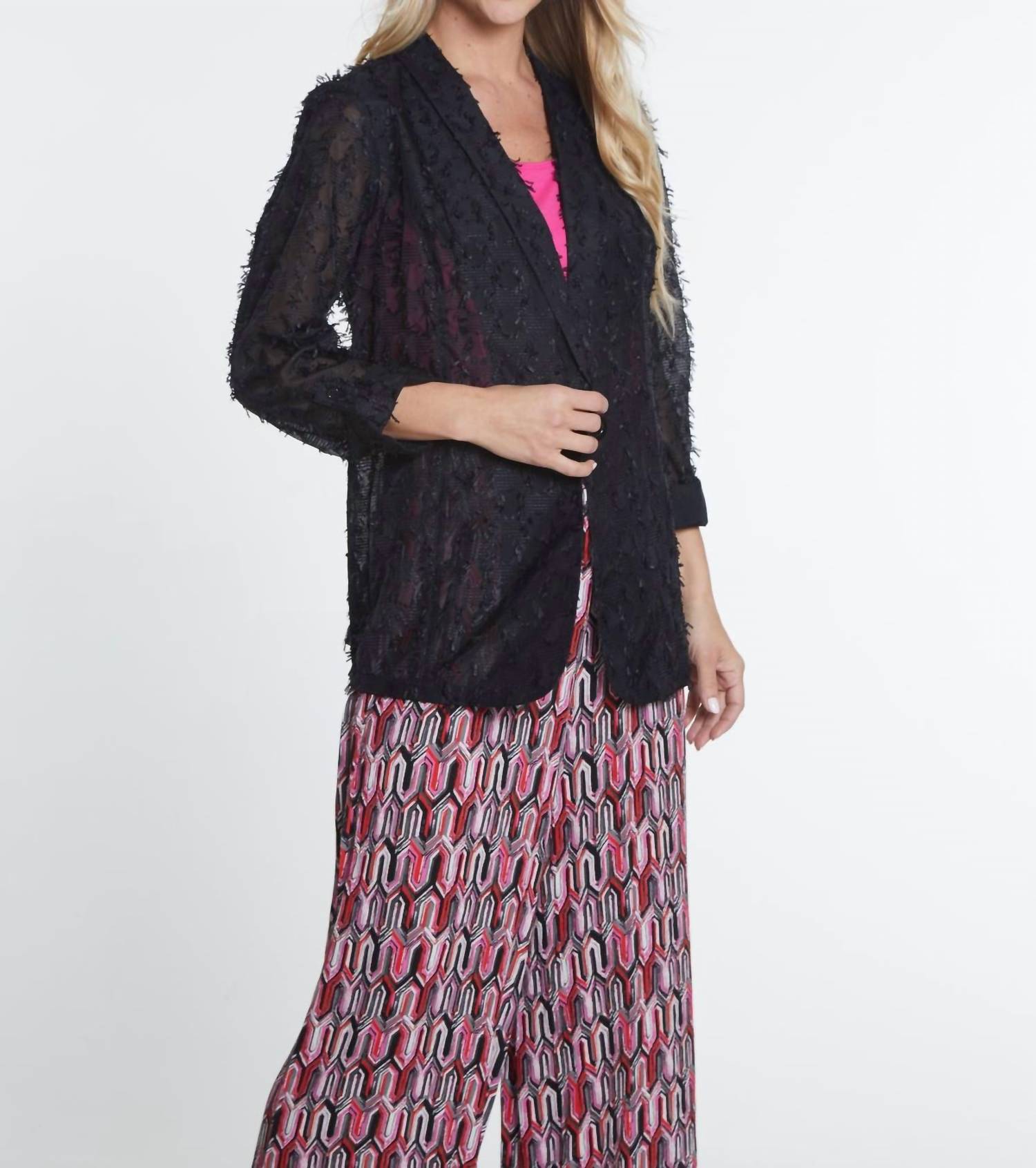 Multiples - Shawl Collar Novelty Jacket - black - casual - jacket - clothing