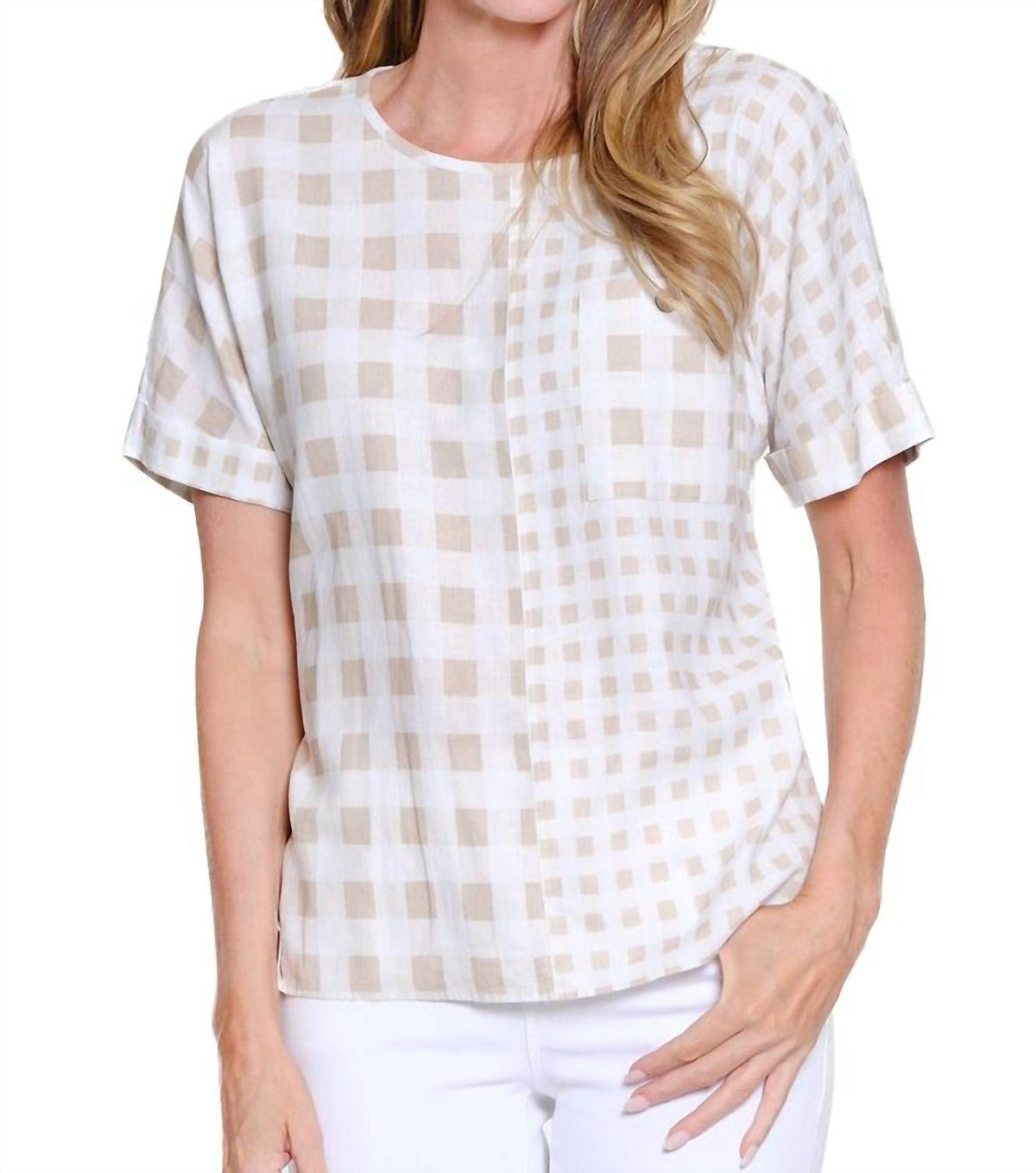 Multiples - Sheer Check Lightweight Top