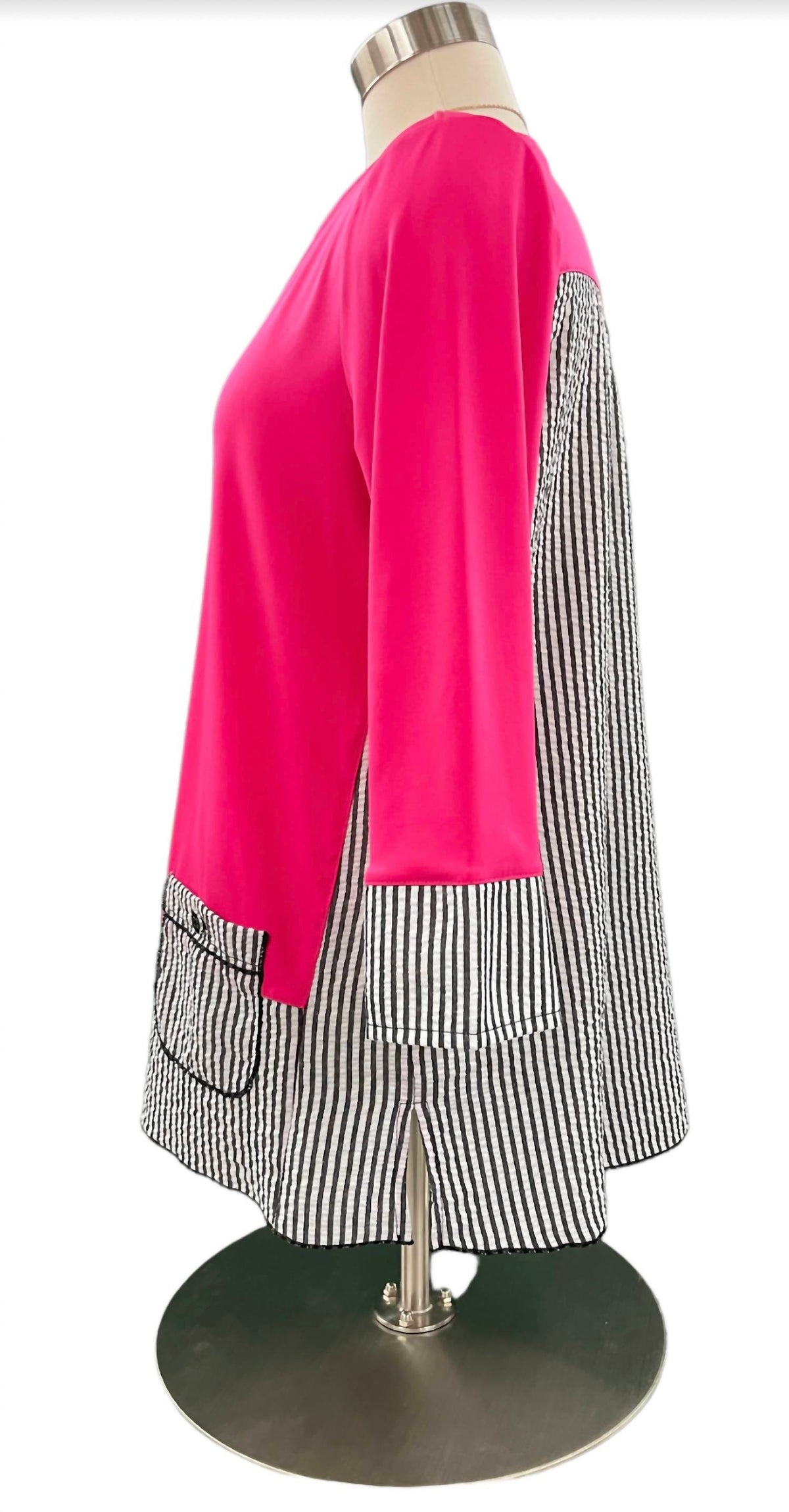 Multiples - Stripe/solid Knit Pocket Top
