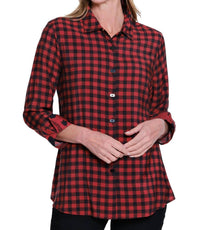 Multiples - Turn-up Cuff 3/4 Sleeve Button Front Woven Shirt