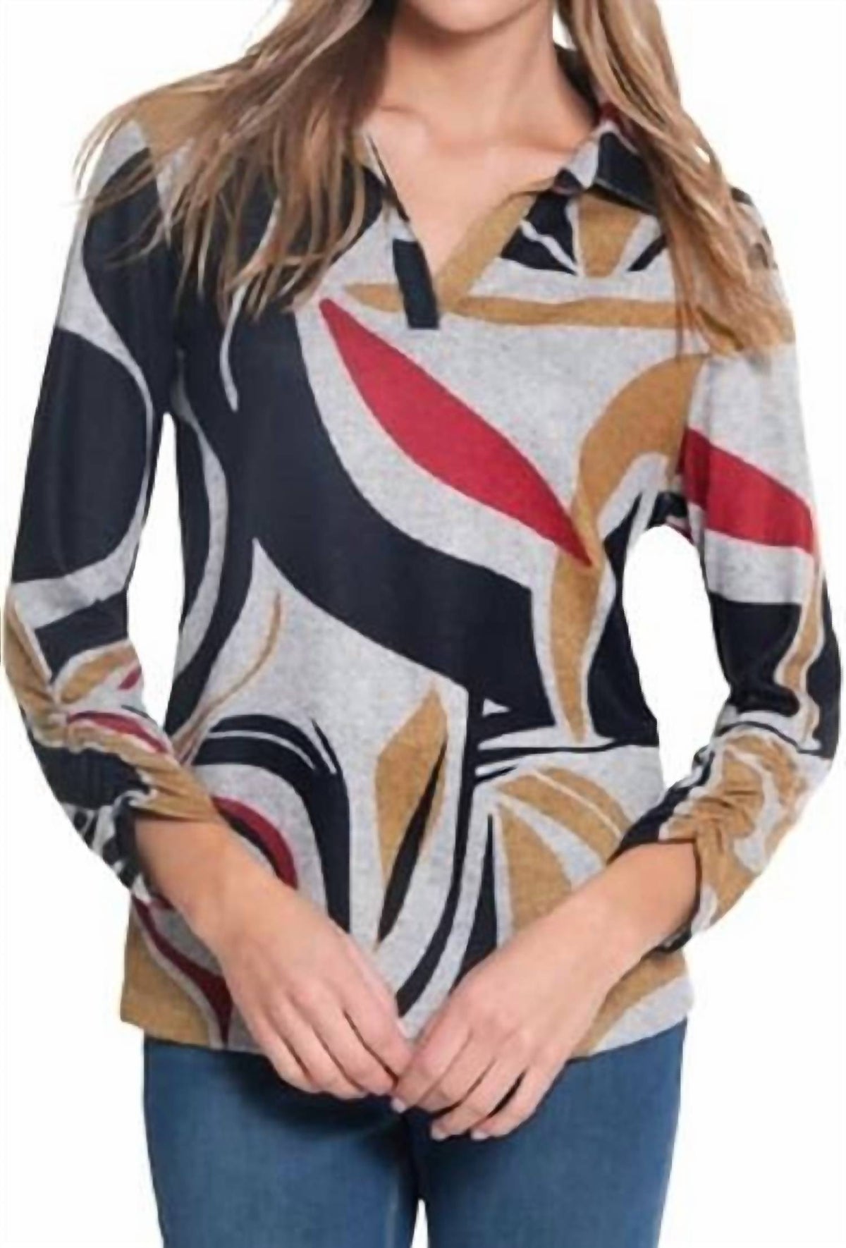 Multiples - V-neck Collar Top