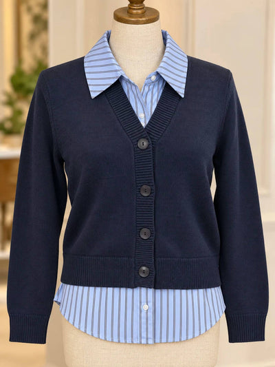 Multiples - Women's Button Front 2-fer Look Cardigan