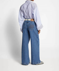 Munthe - Ecube Pinstripe Jeans - blue - clothing - cotton