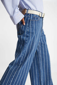 Munthe - Ecube Pinstripe Jeans - blue - clothing - cotton
