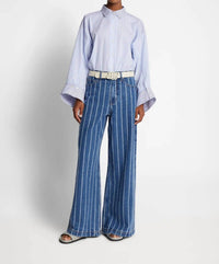 Munthe - Ecube Pinstripe Jeans - blue - clothing - cotton