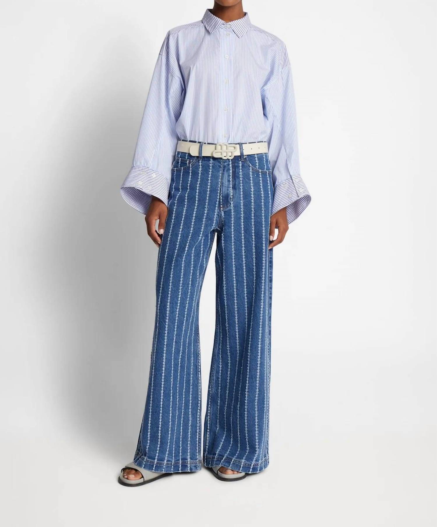 Munthe - Ecube Pinstripe Jeans - blue - clothing - cotton