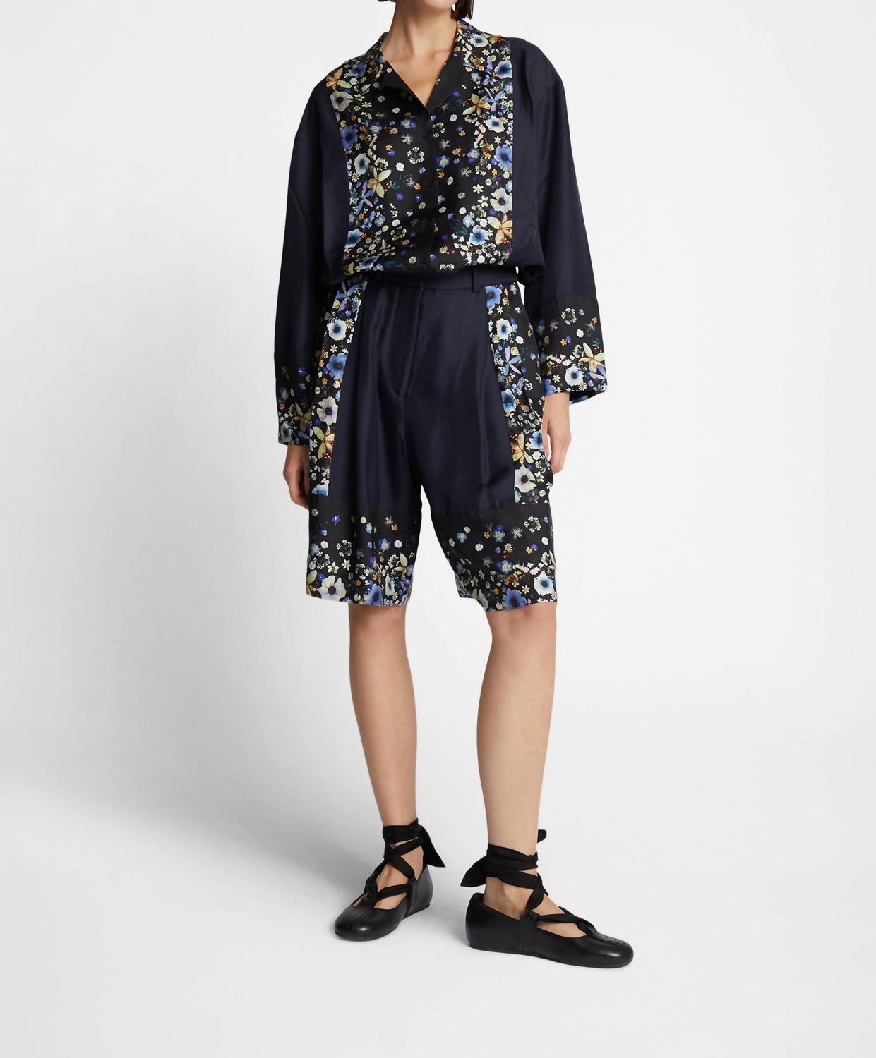 Munthe - Faiza Floral Silk Top - black - button - down - shirts - clothing