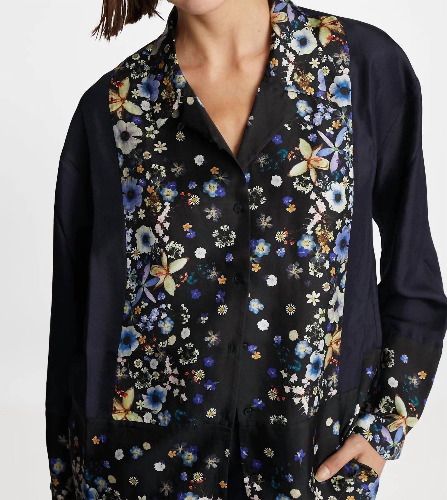 Munthe - Faiza Floral Silk Top - black - button - down - shirts - clothing