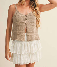 Mustard Seed - Half Button Sweater Tank Top