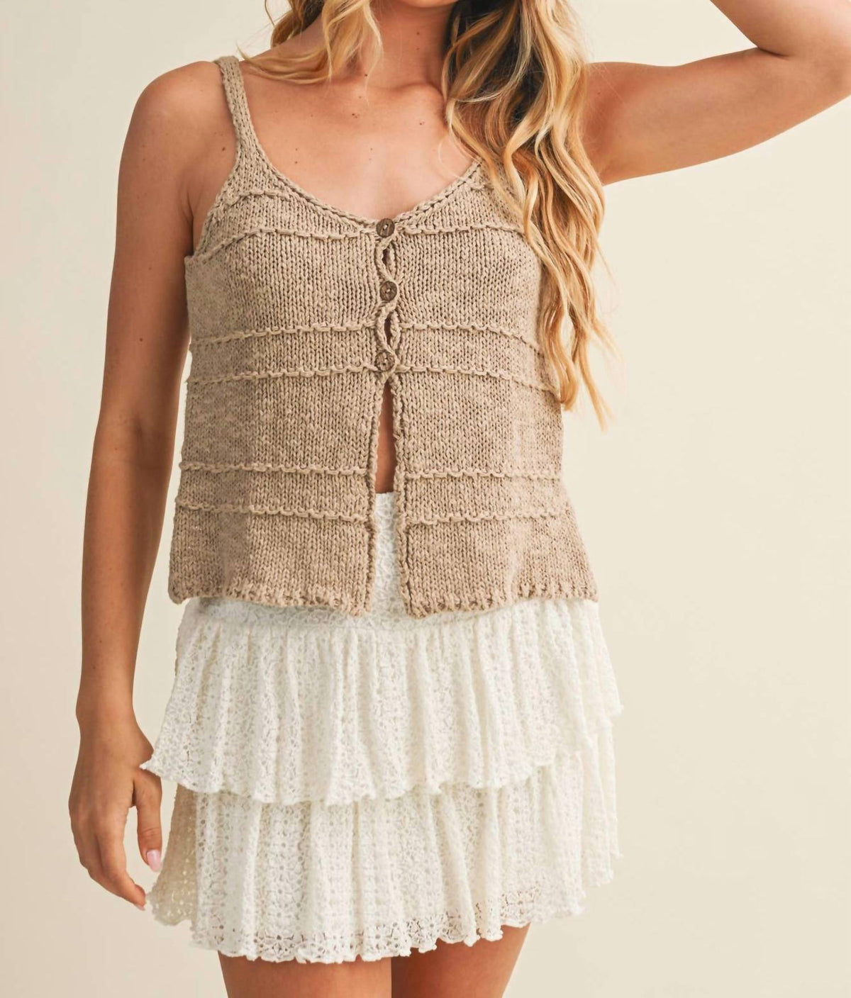 Mustard Seed - Half Button Sweater Tank Top