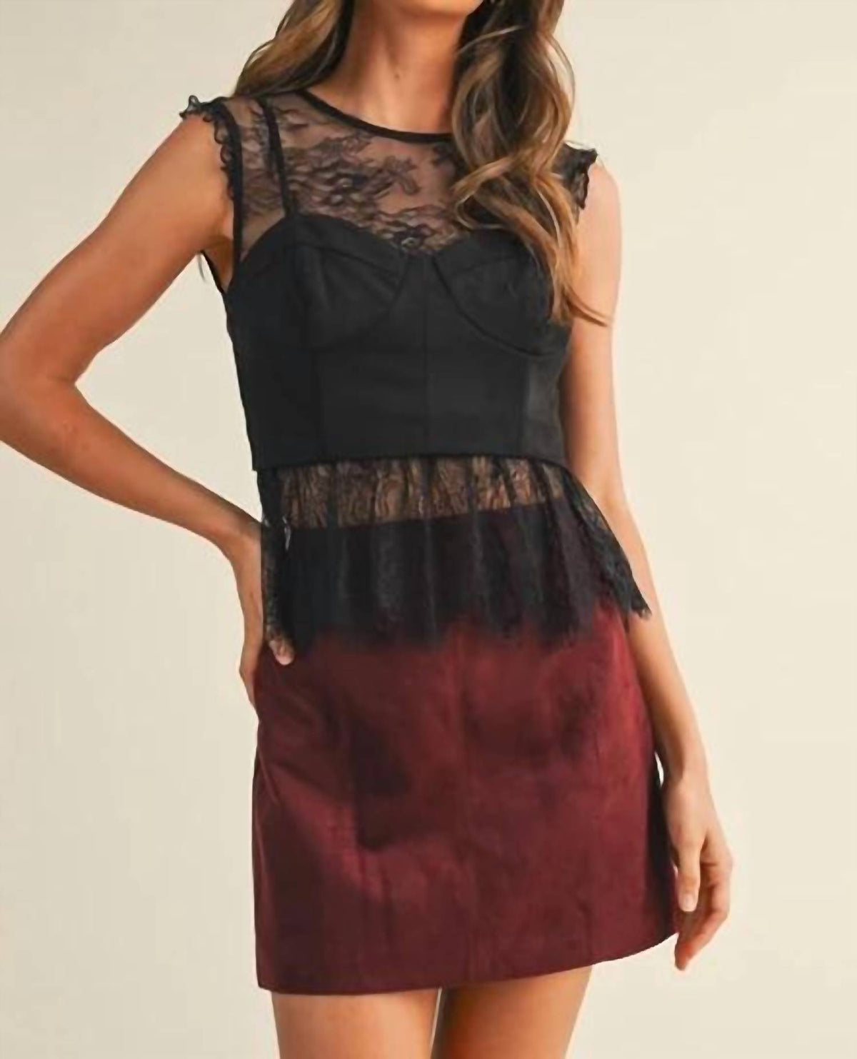 Mustard Seed - Lace with Corset Sleeveless Top