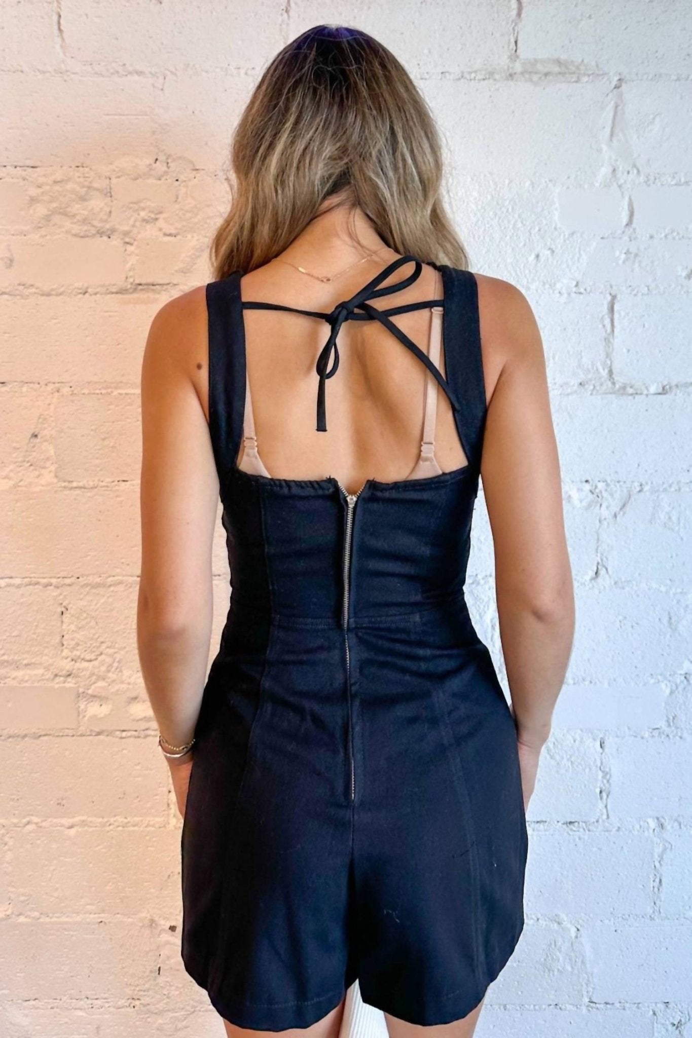 Mustard Seed - Lindsey Tie Back Romper - black - clothing - jumpsuits