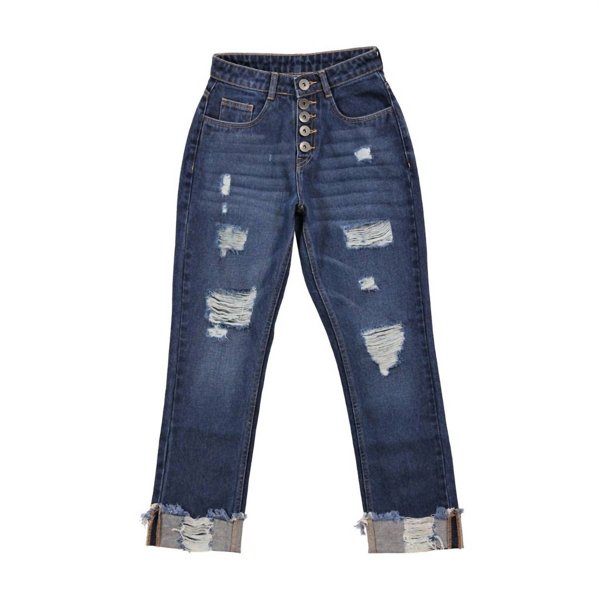 Myra - Amora Cuffed Hem Distressed Boyfriend Jeans