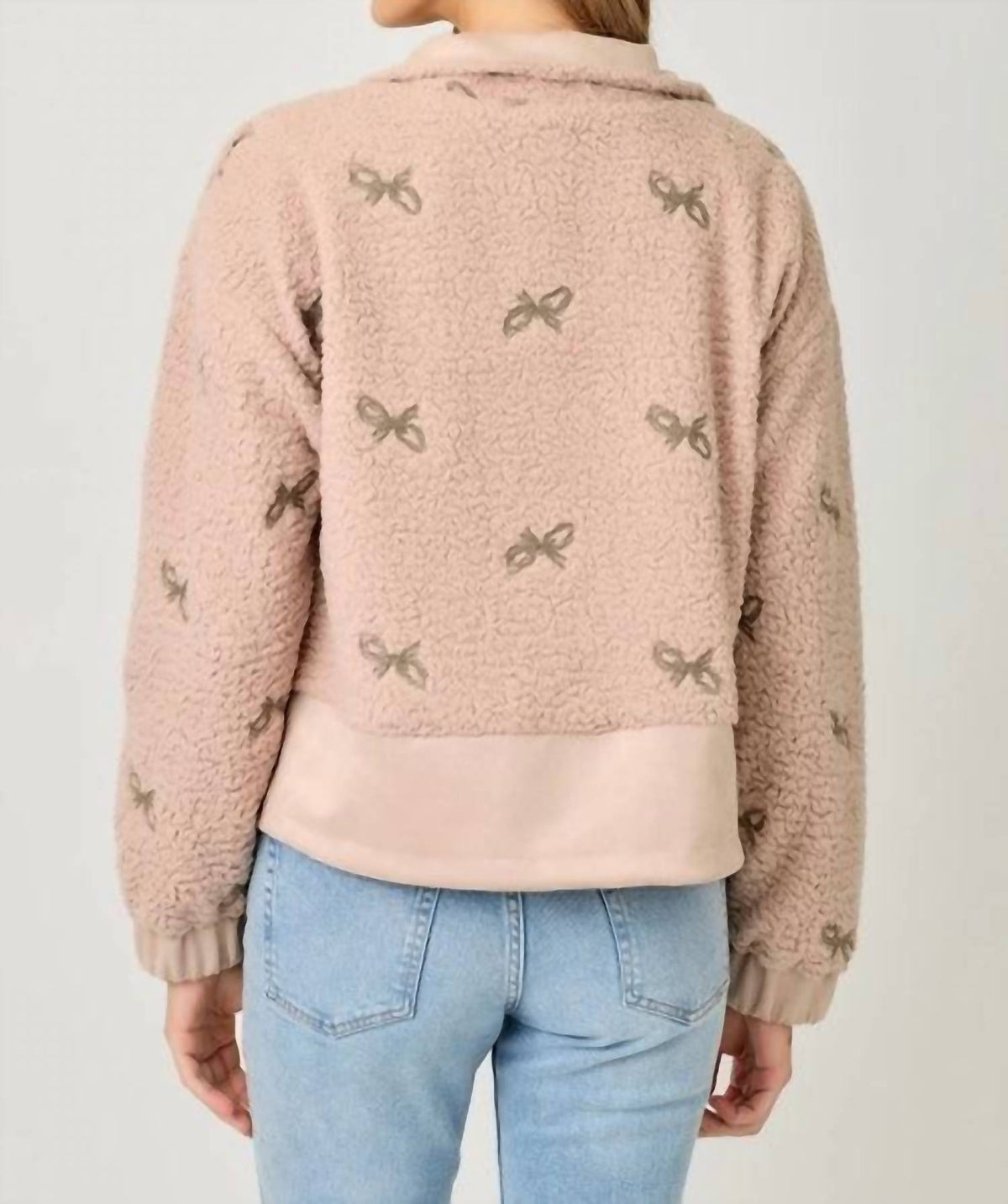 Mystree - Bow Embroidery Mixed Jacket