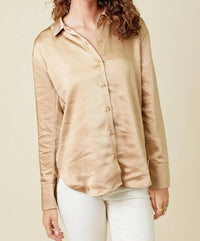 Mystree - Button Down Silky Relaxed Shirt