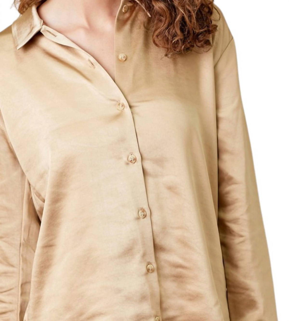 Mystree - Button Down Silky Relaxed Shirt