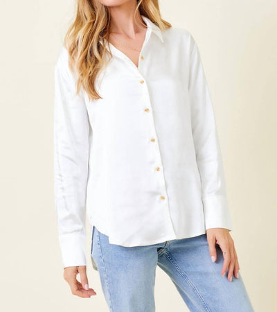 Mystree - Button Down Silky Relaxed Shirt