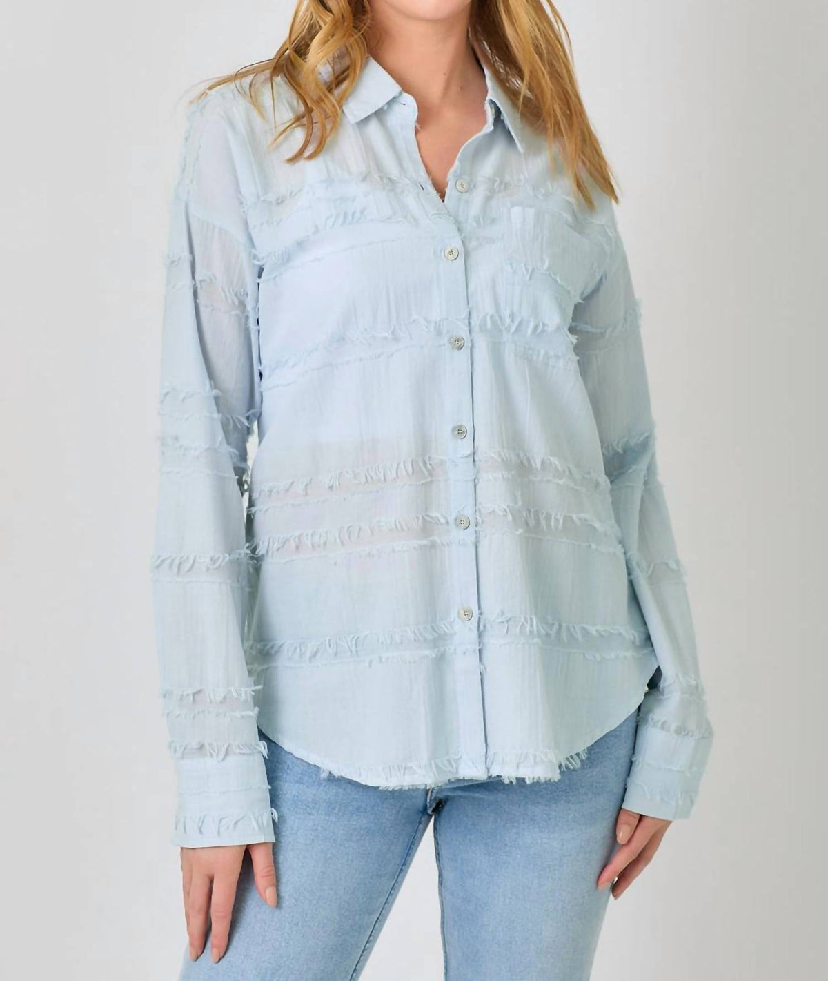 Mystree - Button Down Textured Gauze Shirt