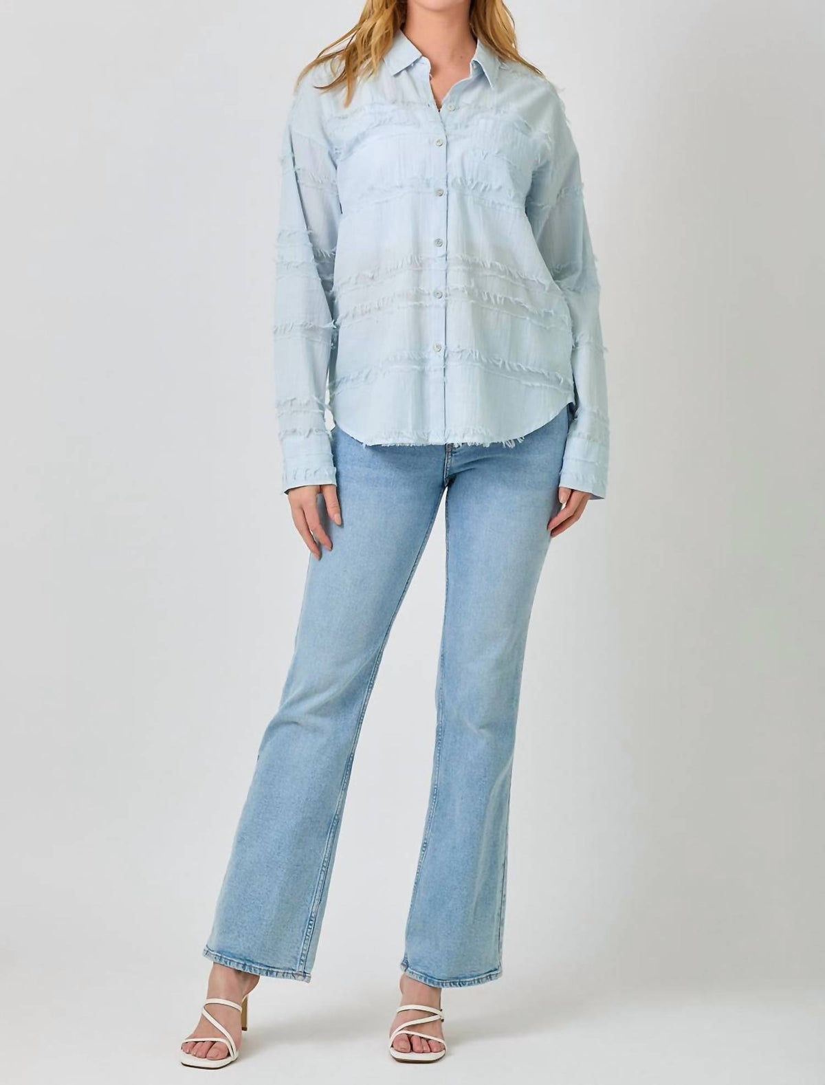 Mystree - Button Down Textured Gauze Shirt