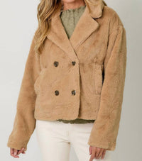 Mystree - Collared Faux Fur Jacket