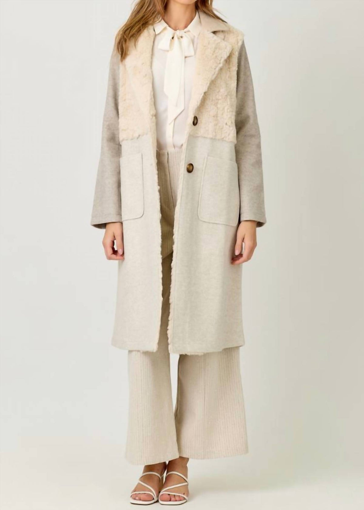 Mystree - Color Block Long Coat