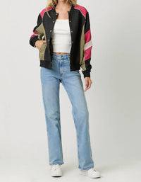 Mystree - Color Blocked Bomber Jacket