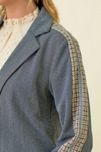 Mystree - Contrasting Stripe Sleeve Long Coat
