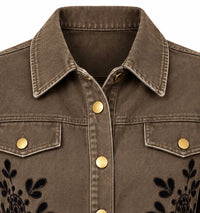 Mystree - Eyelet Embroidered Denim Jacket