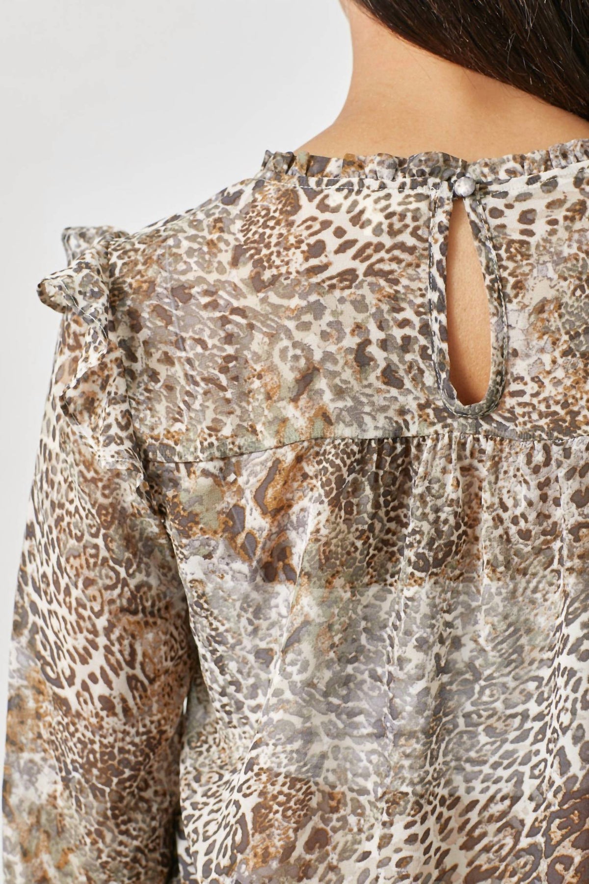 Mystree - Flowy Printed Long Sleeve Blouse