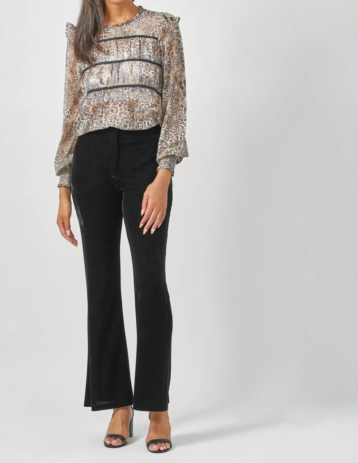 Mystree - Flowy Printed Long Sleeve Blouse