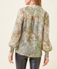 Mystree - Leopard Print Pintuck Blouse