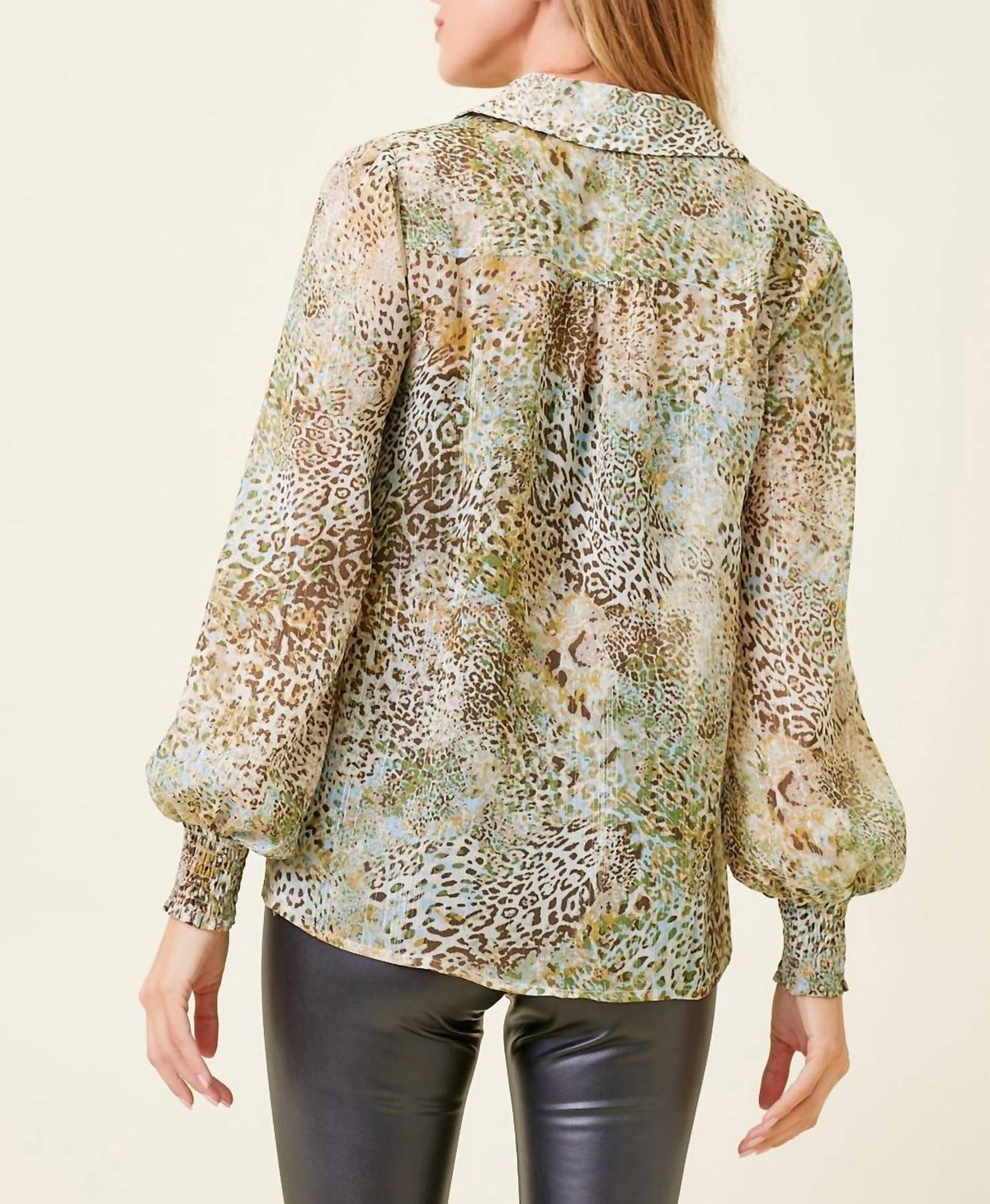 Mystree - Leopard Print Pintuck Blouse