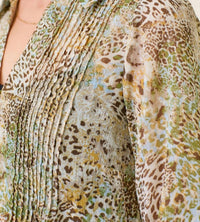 Mystree - Leopard Print Pintuck Blouse