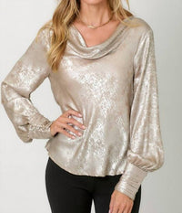 Mystree - Metallic Cowl Neck Blouse