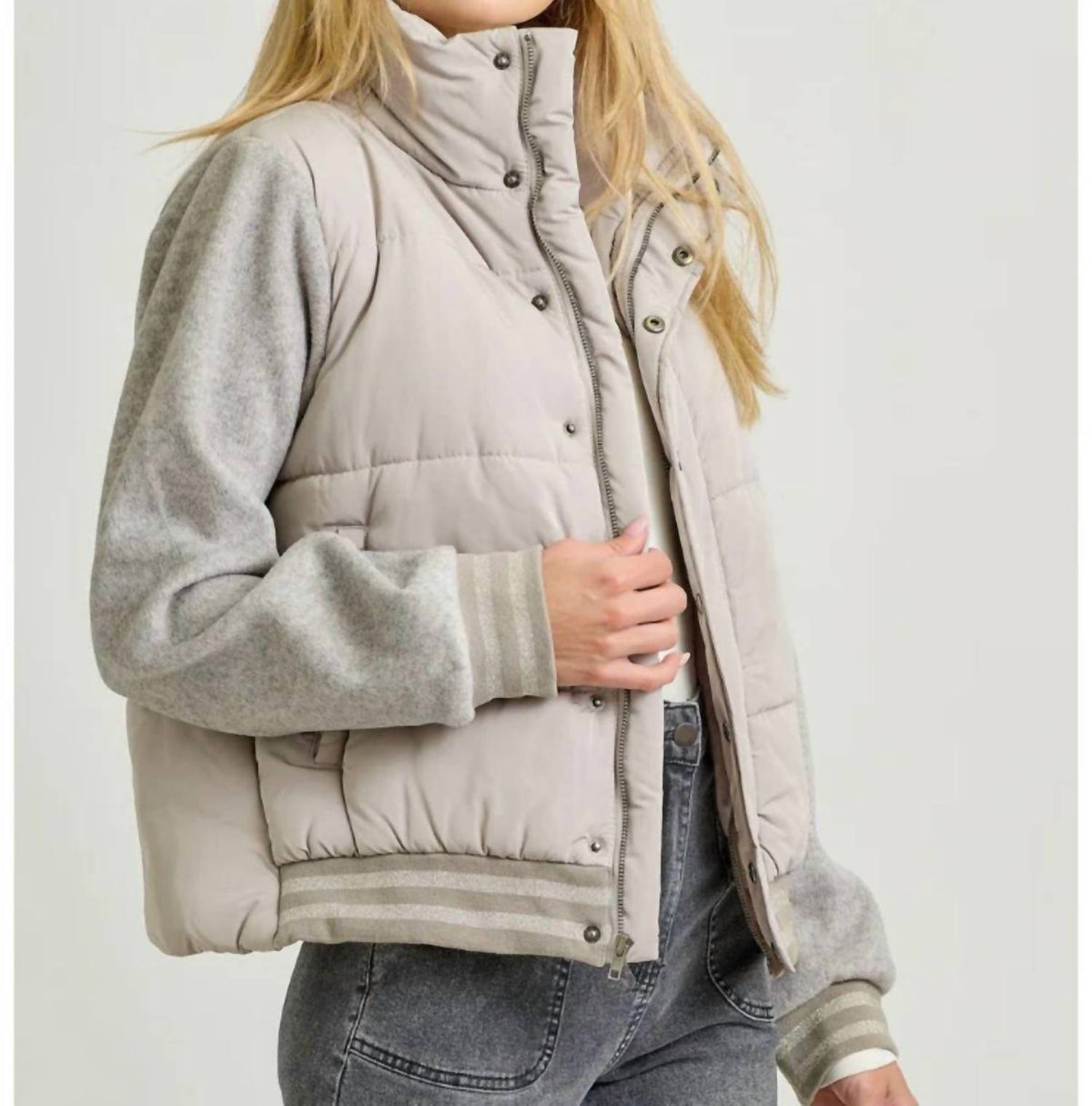 Mystree - Mixed Media Puffer Jacket