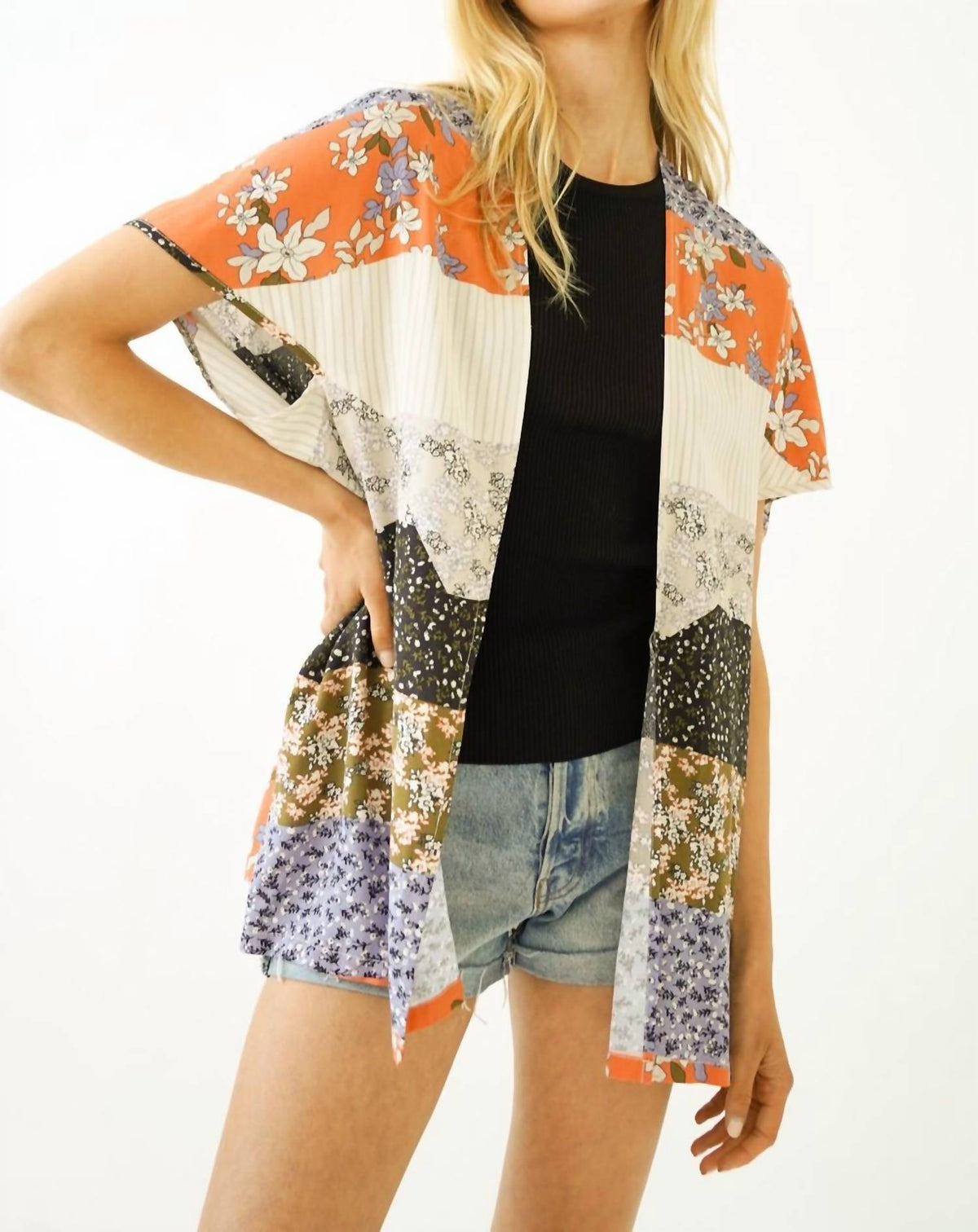 Mystree - Mixed Print Flowy Cardigan