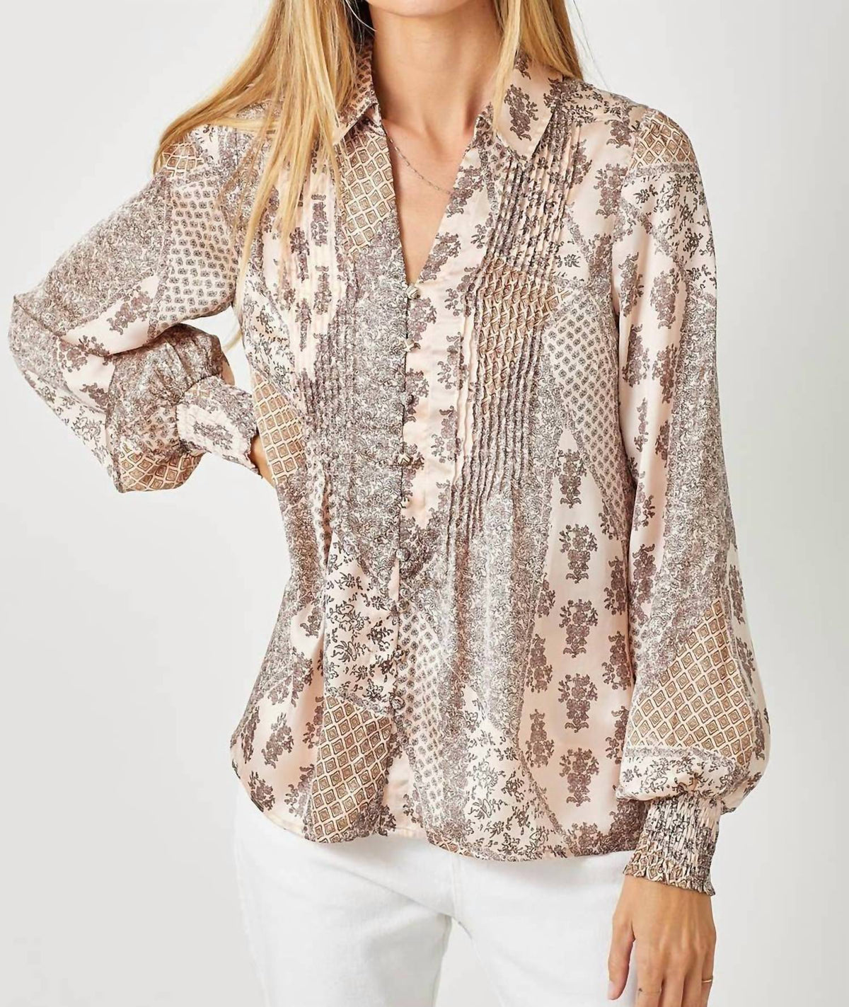 Mystree - Pintuck Print Blouse