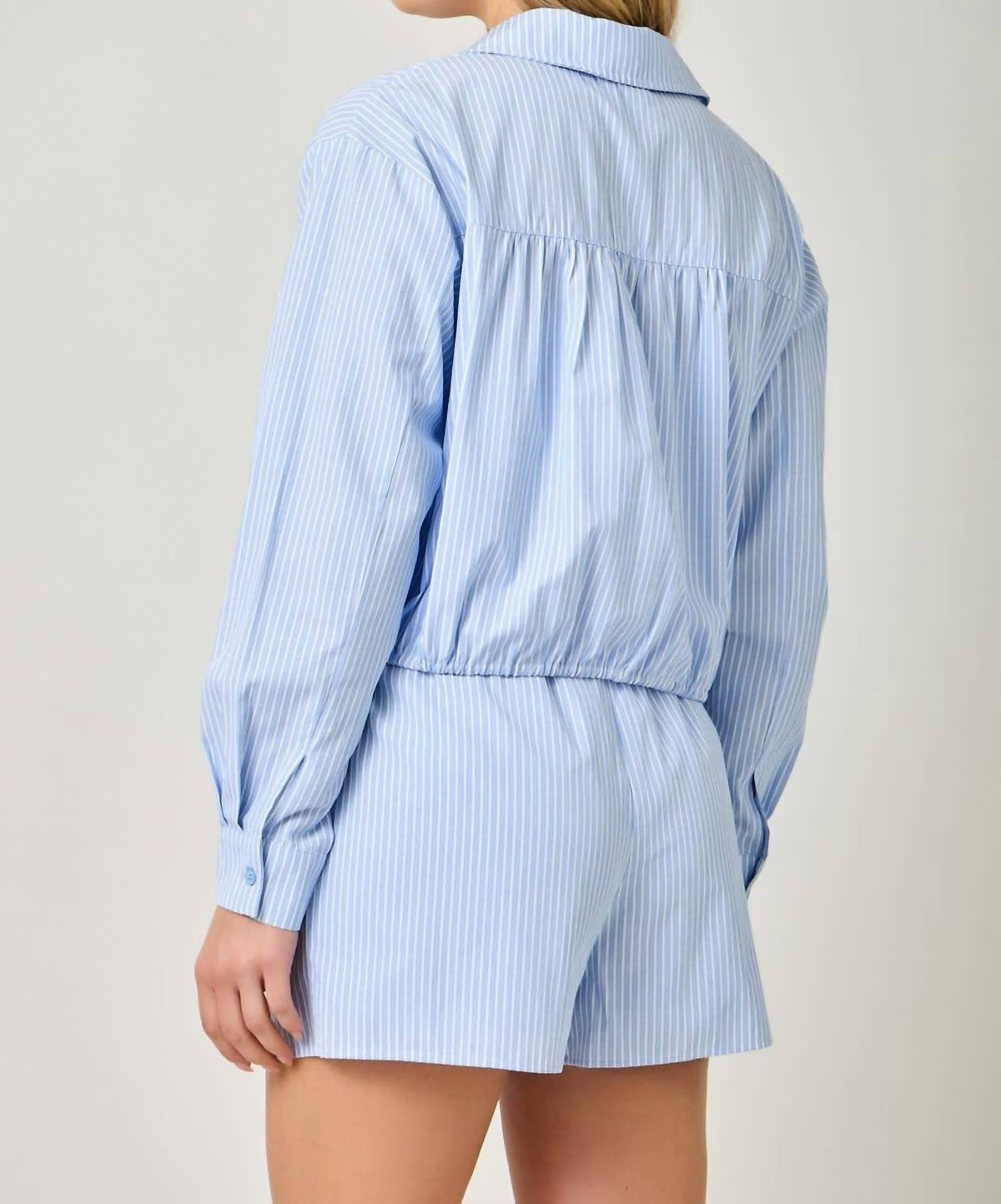Mystree - Poplin Pinstripe Hummingbird Sequin Shirt