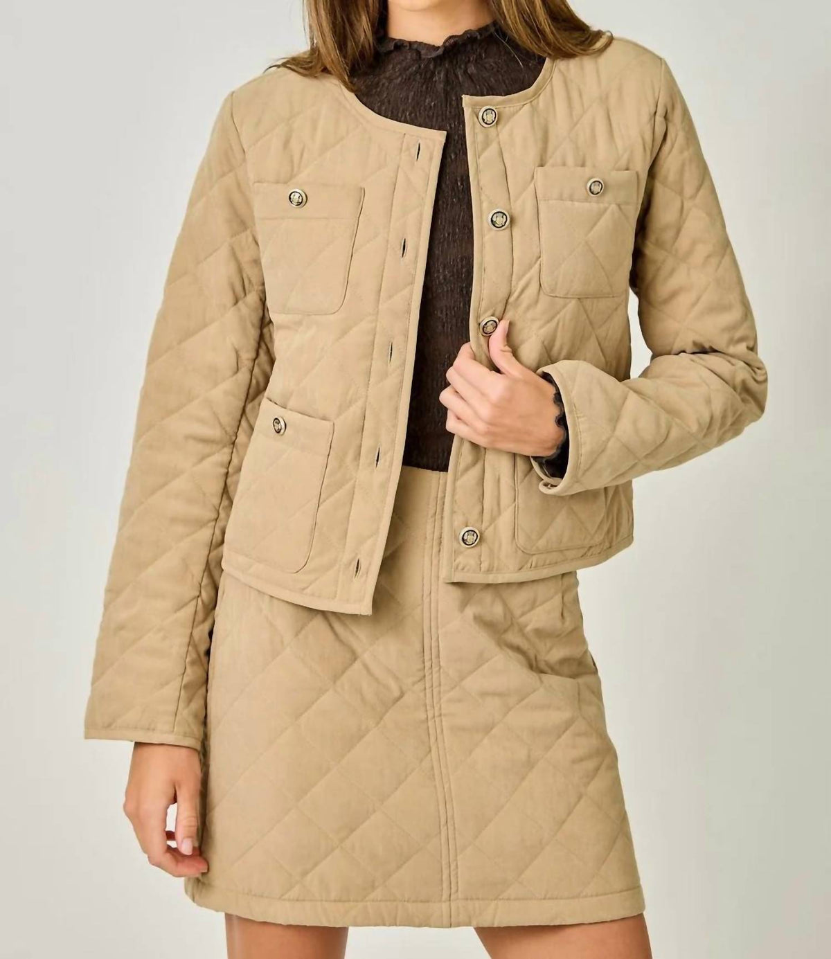 Mystree - Quilted Button-down Jacket