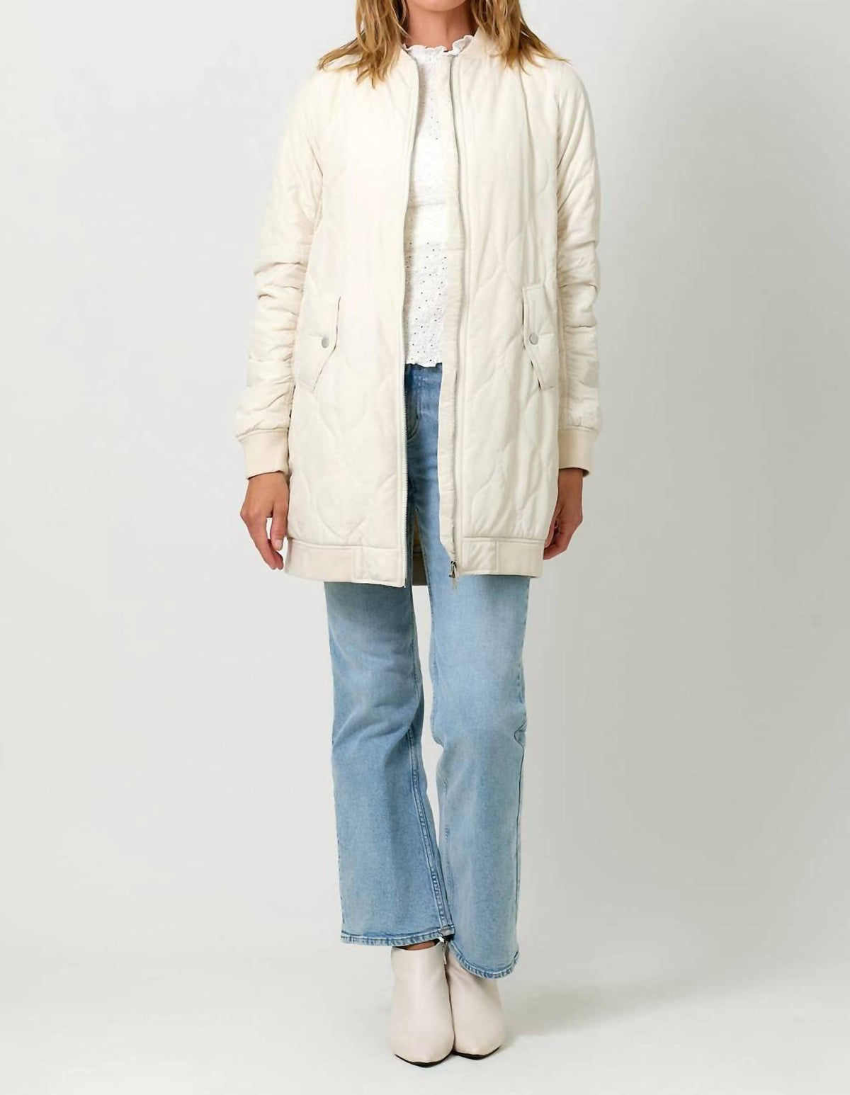 Mystree - Quilted Long Bomber Jacket