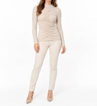 Mystree - Ruched Mock Neck Top