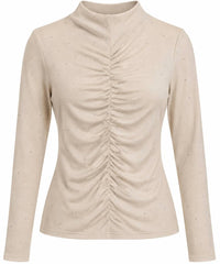 Mystree - Ruched Mock Neck Top