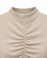 Mystree - Ruched Mock Neck Top