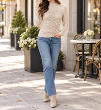 Mystree - Ruched Mock Neck Top