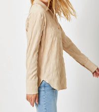 Mystree - Stripe Textured Button Down Shirt