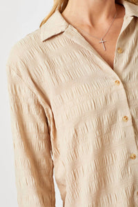 Mystree - Stripe Textured Button Down Shirt