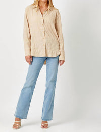 Mystree - Stripe Textured Button Down Shirt