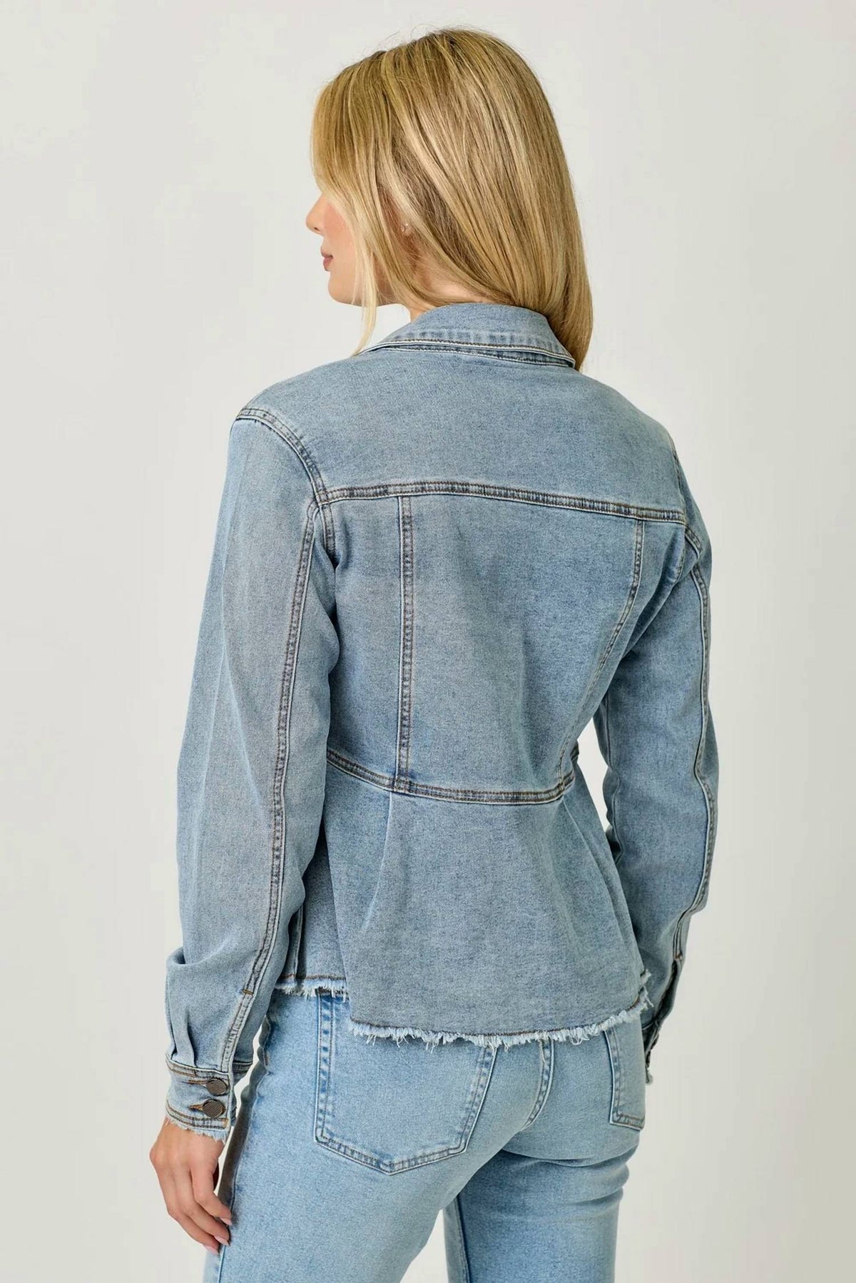 Mystree - WASHED DENIM PEPLUM JACKET