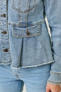 Mystree - WASHED DENIM PEPLUM JACKET